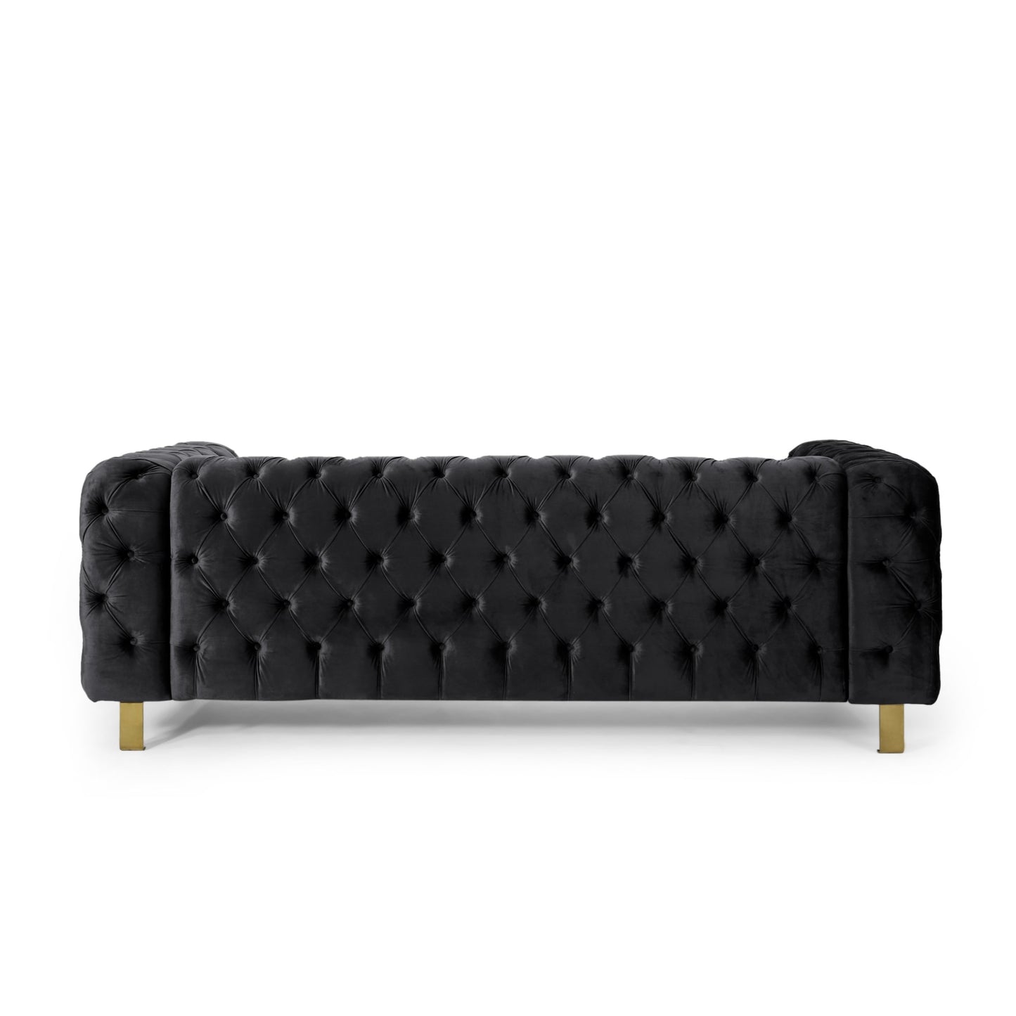 Modern 83.75 Velvet Button Tufted 3-seater Sofa with Iron Legs for Living Room