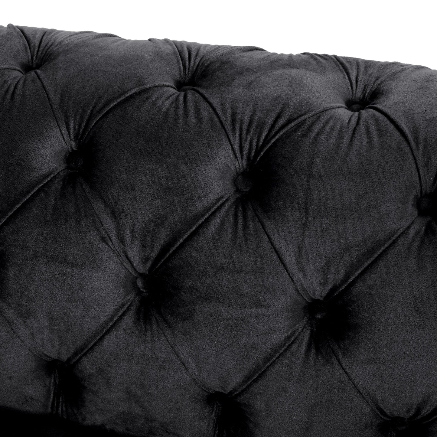 Modern 83.75 Velvet Button Tufted 3-seater Sofa with Iron Legs for Living Room
