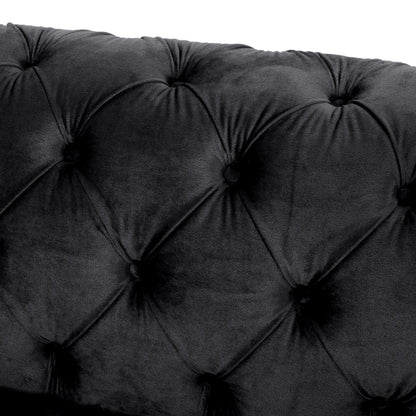 Modern 83.75 Velvet Button Tufted 3-seater Sofa with Iron Legs for Living Room