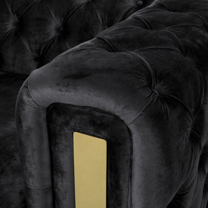 Modern 83.75 Velvet Button Tufted 3-seater Sofa with Iron Legs for Living Room