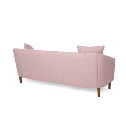 Modern 84.5 3-seater Sofa with Wood Legs and Pillows for Living Room
