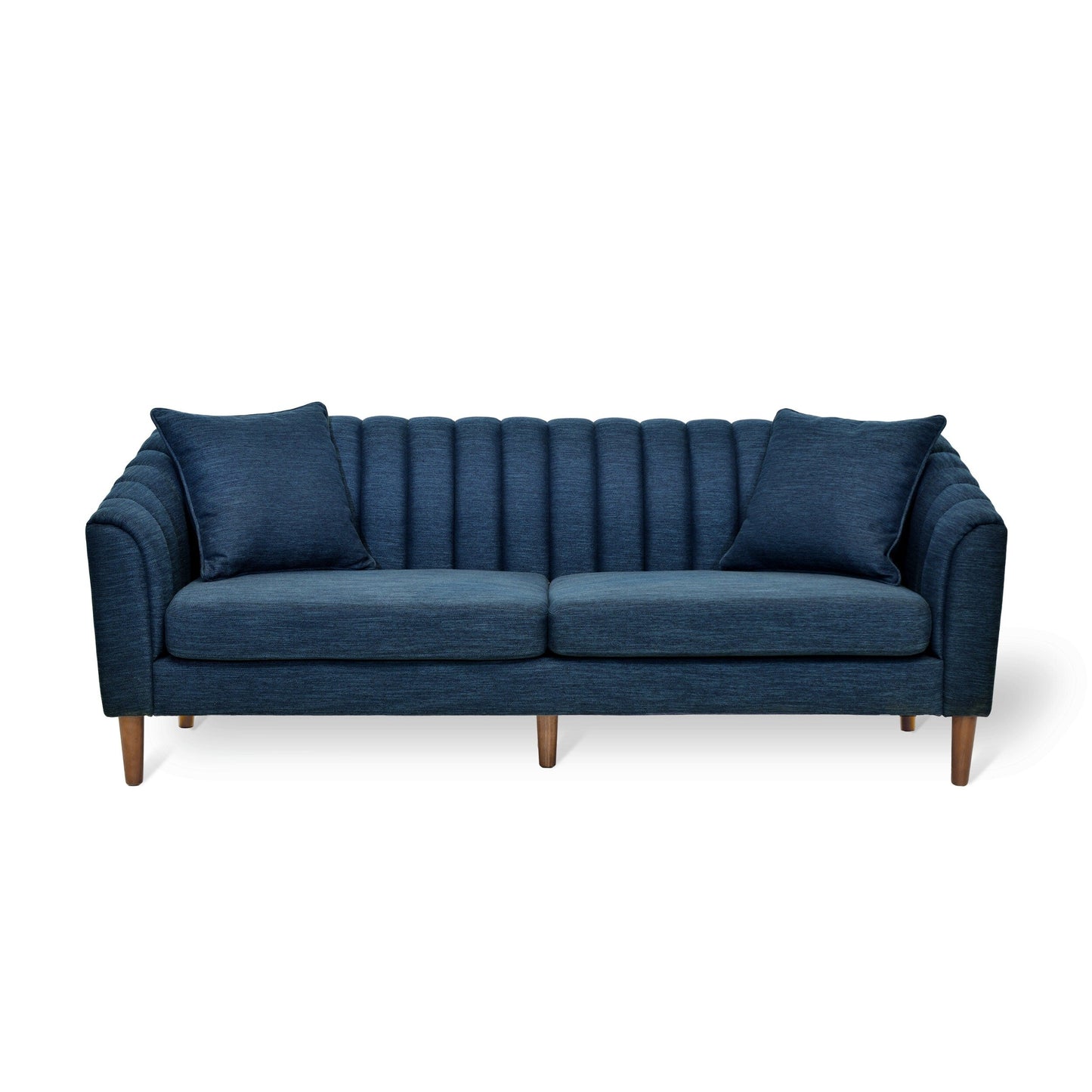 Modern 84.5 3-seater Sofa with Wood Legs and Pillows for Living Room