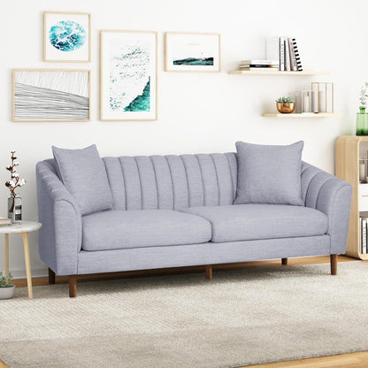 Modern 84.5 3-seater Sofa with Wood Legs and Pillows for Living Room