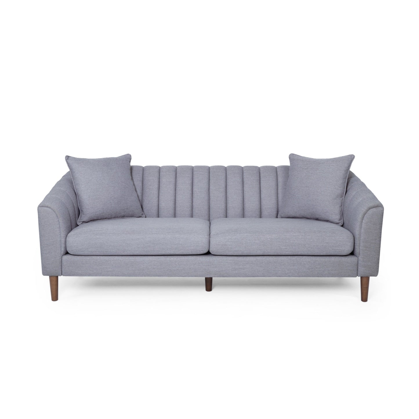 Modern 84.5 3-seater Sofa with Wood Legs and Pillows for Living Room