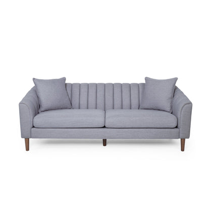 Modern 84.5 3-seater Sofa with Wood Legs and Pillows for Living Room