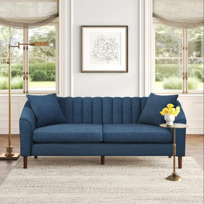 Modern 84.5 3-seater Sofa with Wood Legs and Pillows for Living Room