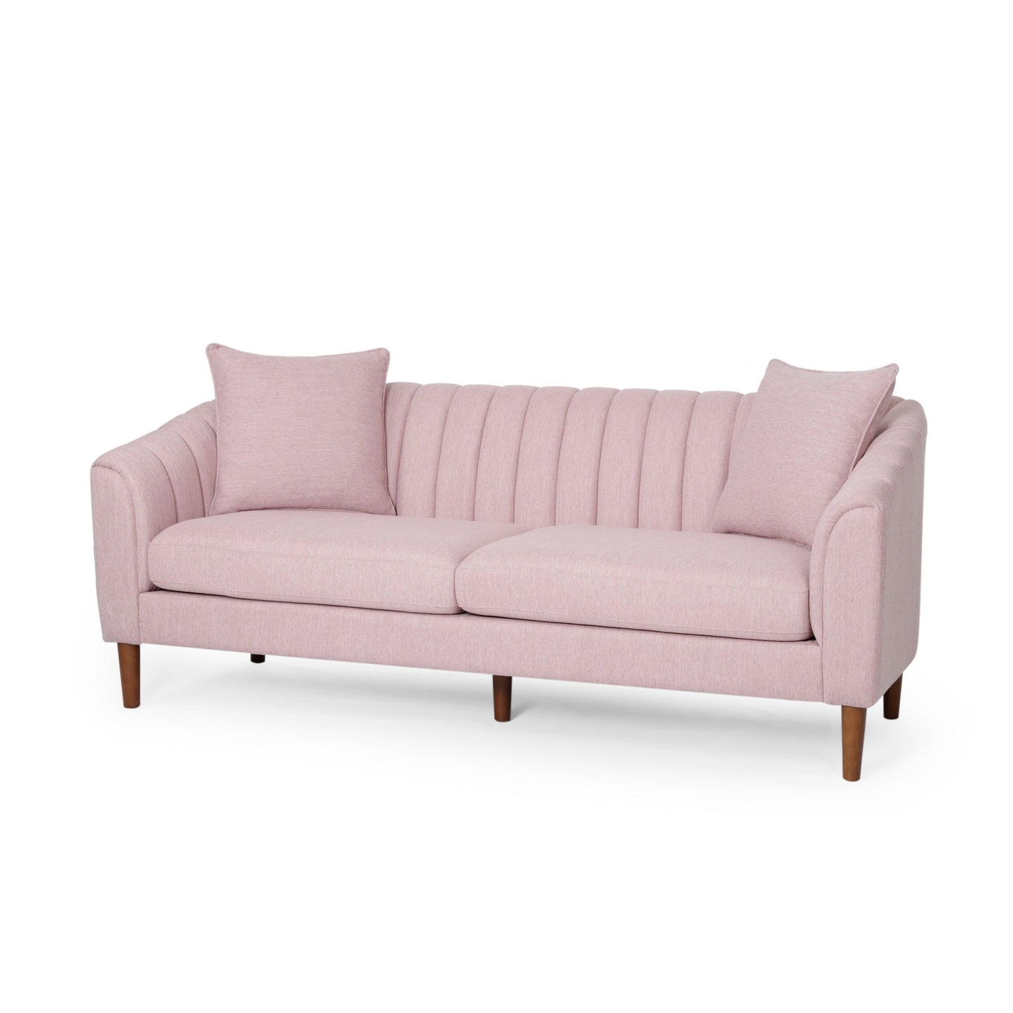 Modern 84.5 3-seater Sofa with Wood Legs and Pillows for Living Room