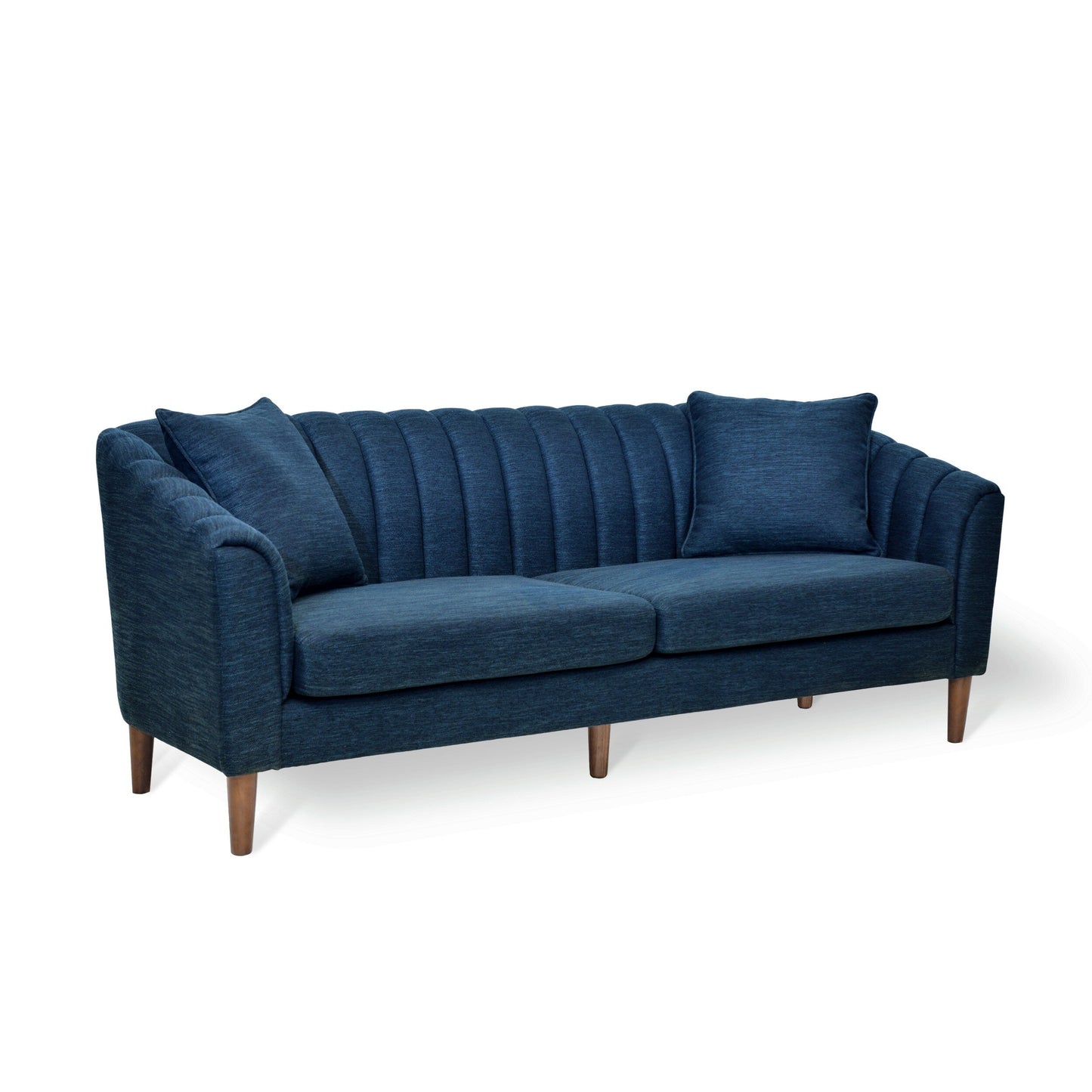 Modern 84.5 3-seater Sofa with Wood Legs and Pillows for Living Room