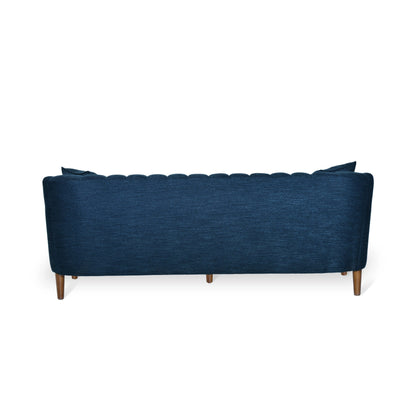 Modern 84.5 3-seater Sofa with Wood Legs and Pillows for Living Room