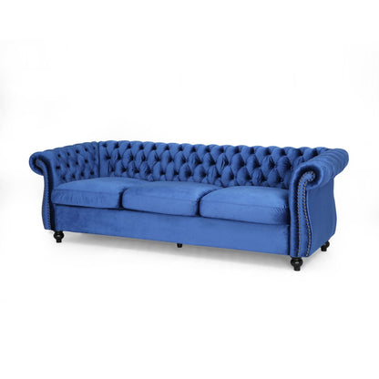 Modern 84.5'' Velvet 3 Seater Sofa with Generous Seating, Soft Upholstery, and Lightweight Construction