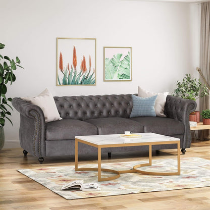 Modern 84.5'' Velvet 3 Seater Sofa with Generous Seating, Soft Upholstery, and Lightweight Construction