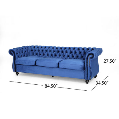 Modern 84.5'' Velvet 3 Seater Sofa with Generous Seating, Soft Upholstery, and Lightweight Construction