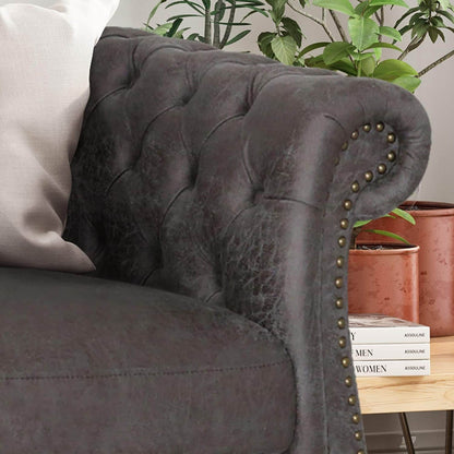 Modern 84.5'' Velvet 3 Seater Sofa with Generous Seating, Soft Upholstery, and Lightweight Construction