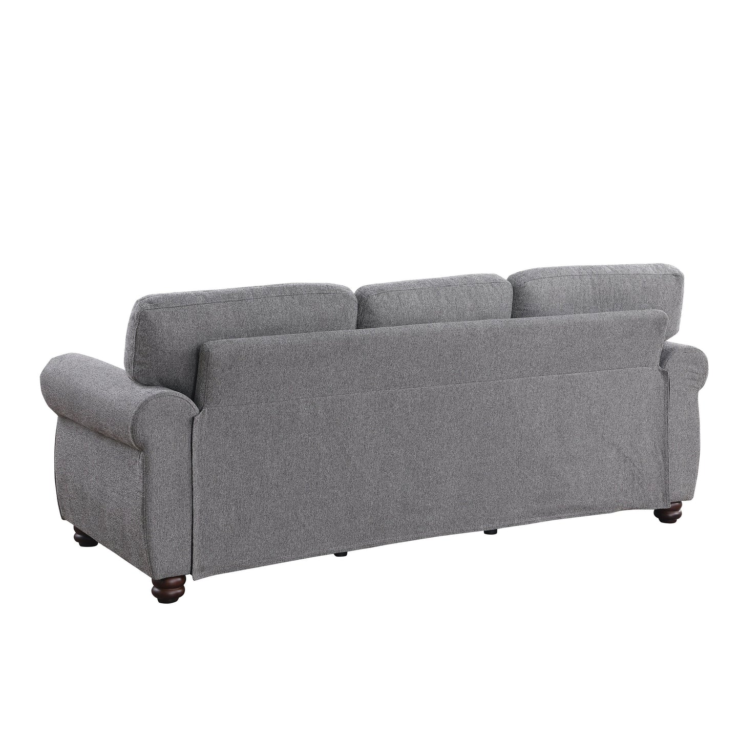 Modern 84.6 Chenille 3-seater Rolled Arms Sofa with Solid Wood Frame for Living Room
