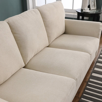 Modern 84.6 Chenille 3-seater Rolled Arms Sofa with Solid Wood Frame for Living Room