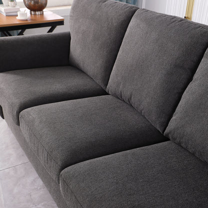 Modern 84.6 Chenille 3-seater Rolled Arms Sofa with Solid Wood Frame for Living Room