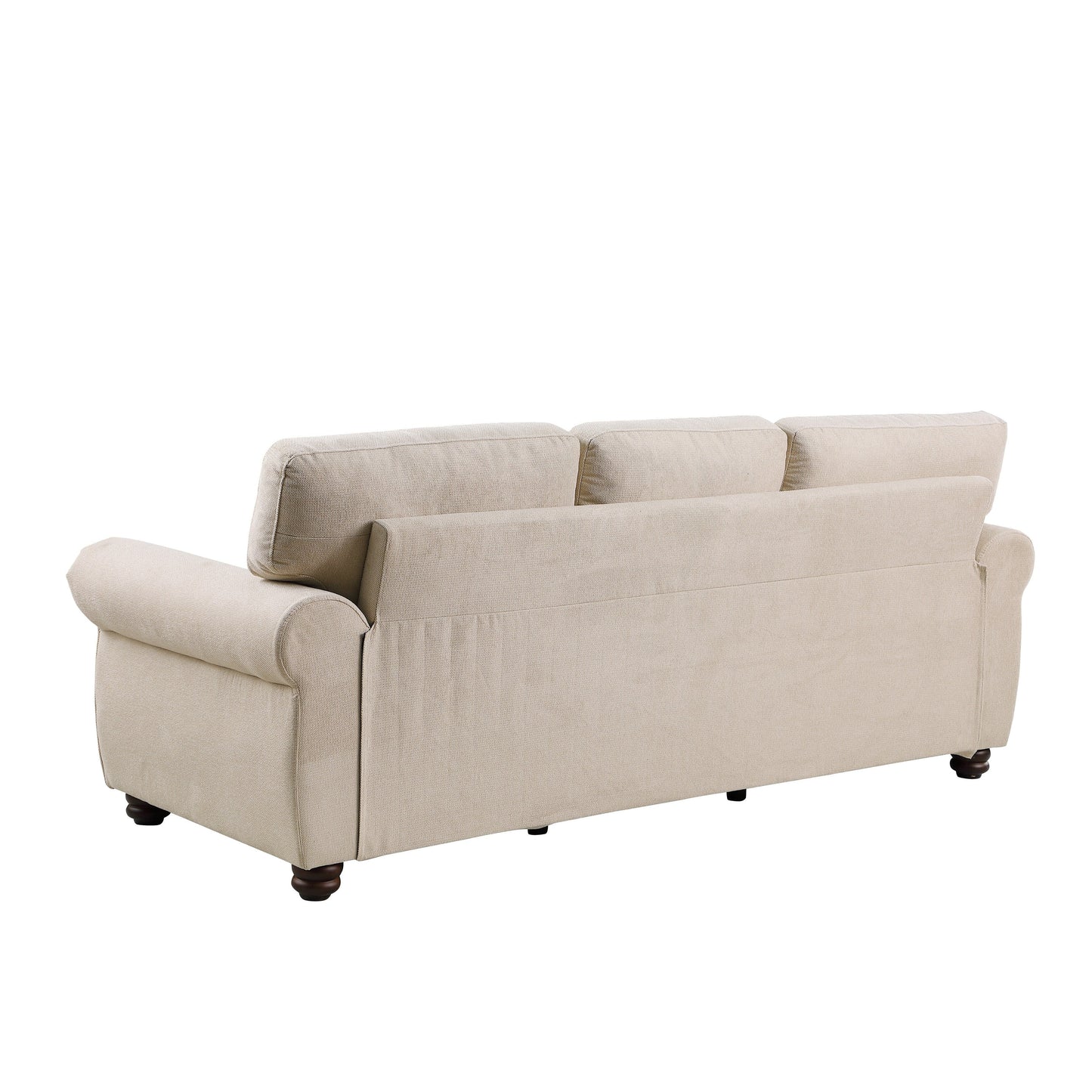Modern 84.6 Chenille 3-seater Rolled Arms Sofa with Solid Wood Frame for Living Room