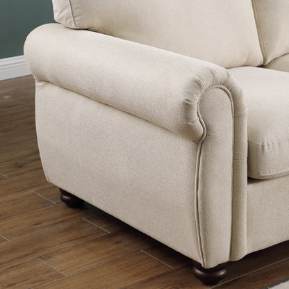 Modern 84.6 Chenille 3-seater Rolled Arms Sofa with Solid Wood Frame for Living Room