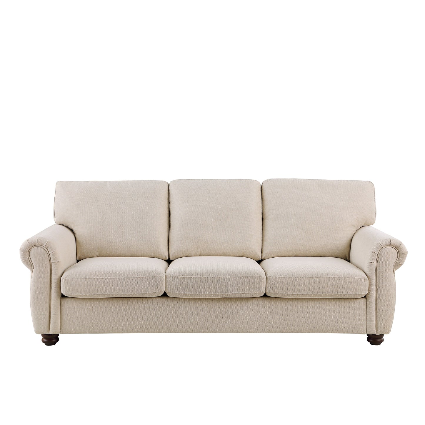 Modern 84.6 Chenille 3-seater Rolled Arms Sofa with Solid Wood Frame for Living Room