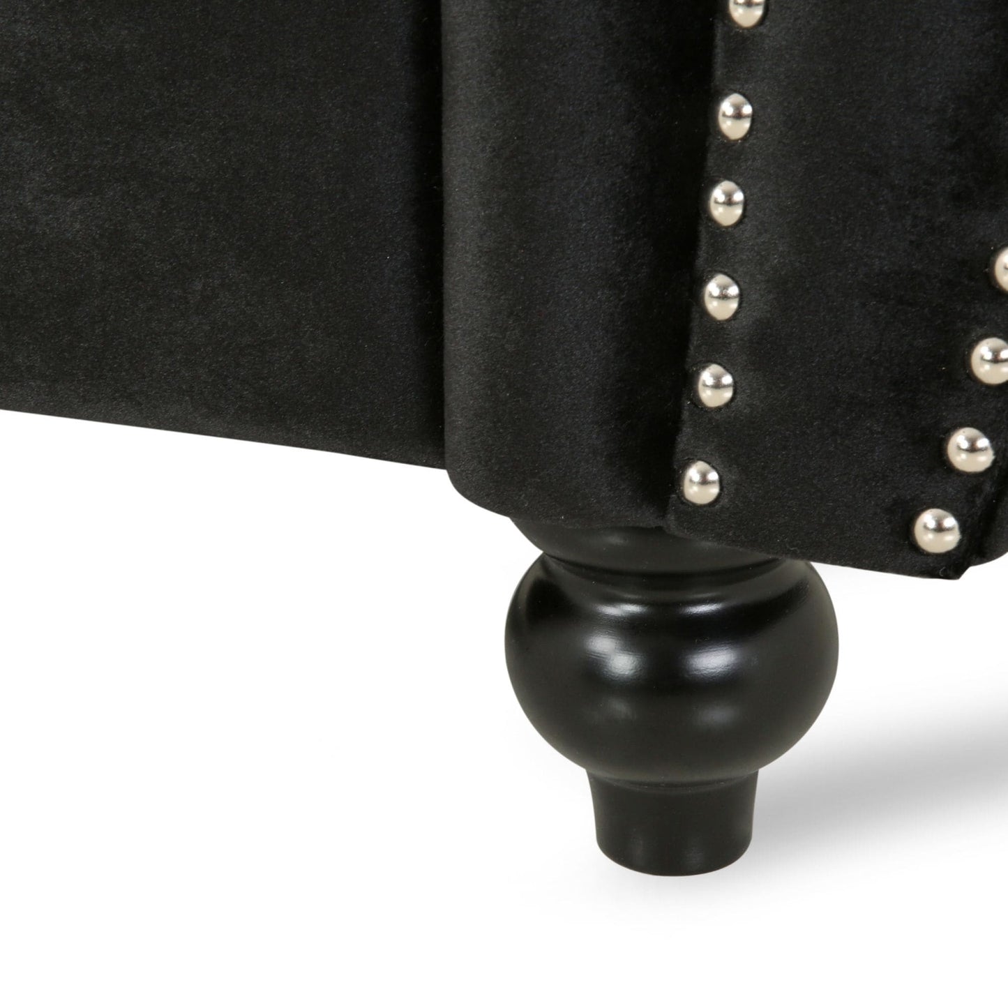 Modern 84 Velvet 3-seater Rolled Arms Button Tufted Sofa with Nailhead Trim and Curved Backrest for Living Room