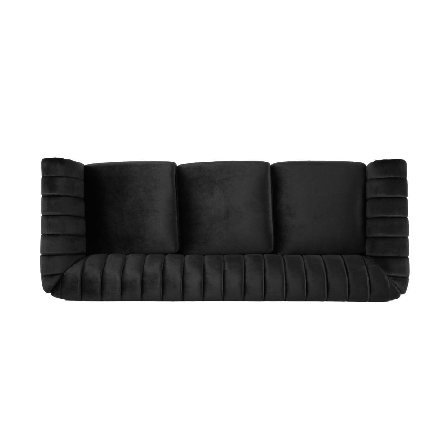 Modern 84 Velvet 3-seater Rolled Arms Button Tufted Sofa with Nailhead Trim and Curved Backrest for Living Room