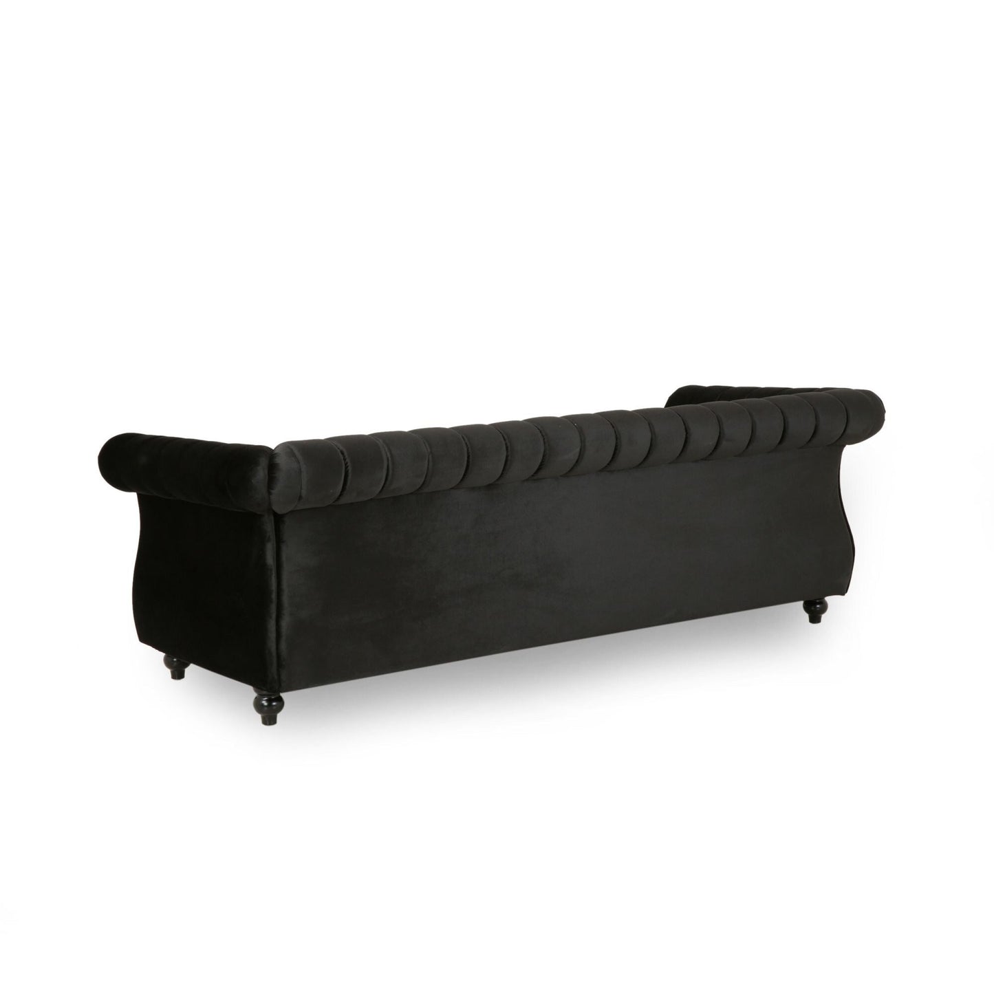 Modern 84 Velvet 3-seater Rolled Arms Button Tufted Sofa with Nailhead Trim and Curved Backrest for Living Room