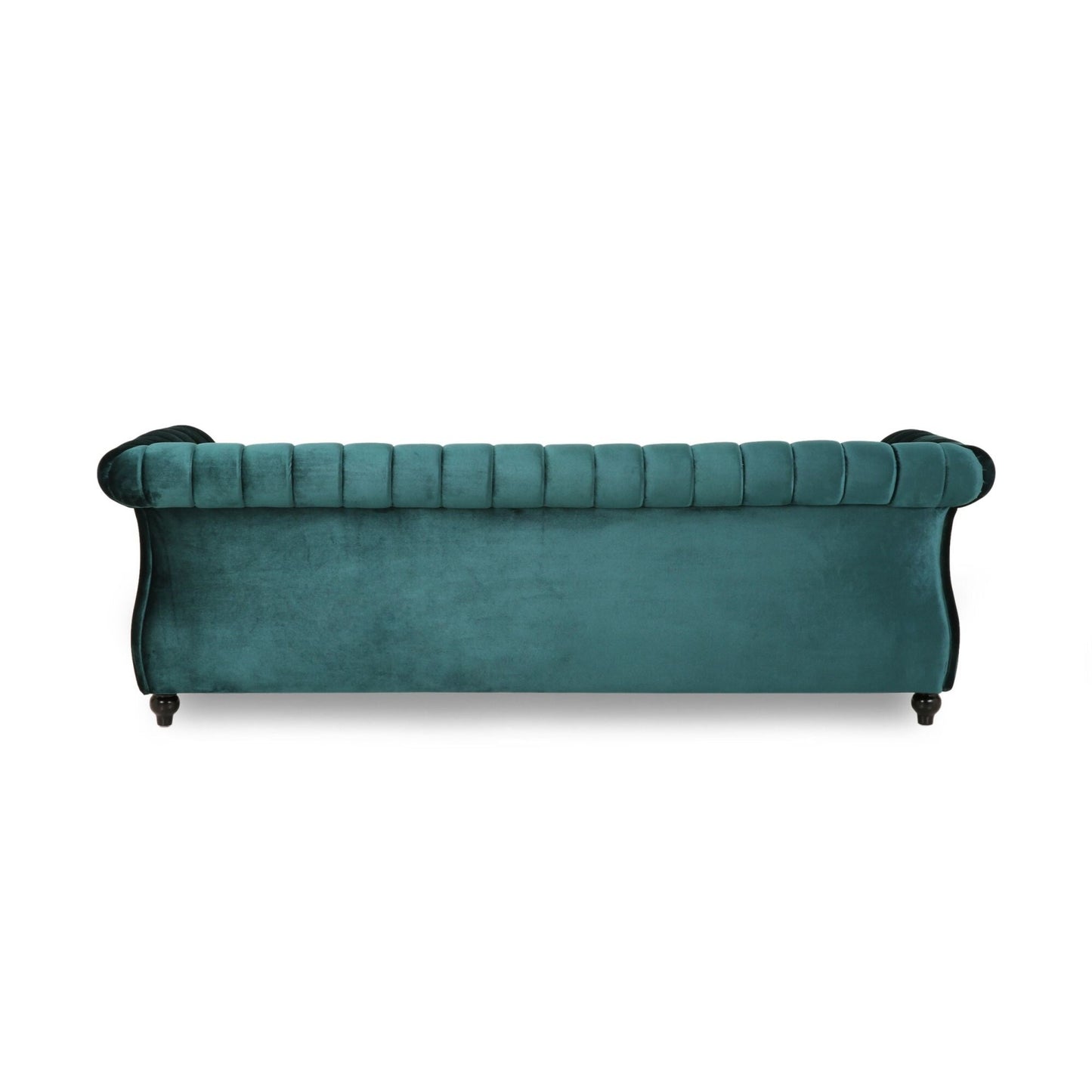 Modern 84 Velvet 3-seater Rolled Arms Button Tufted Sofa with Nailhead Trim and Curved Backrest for Living Room