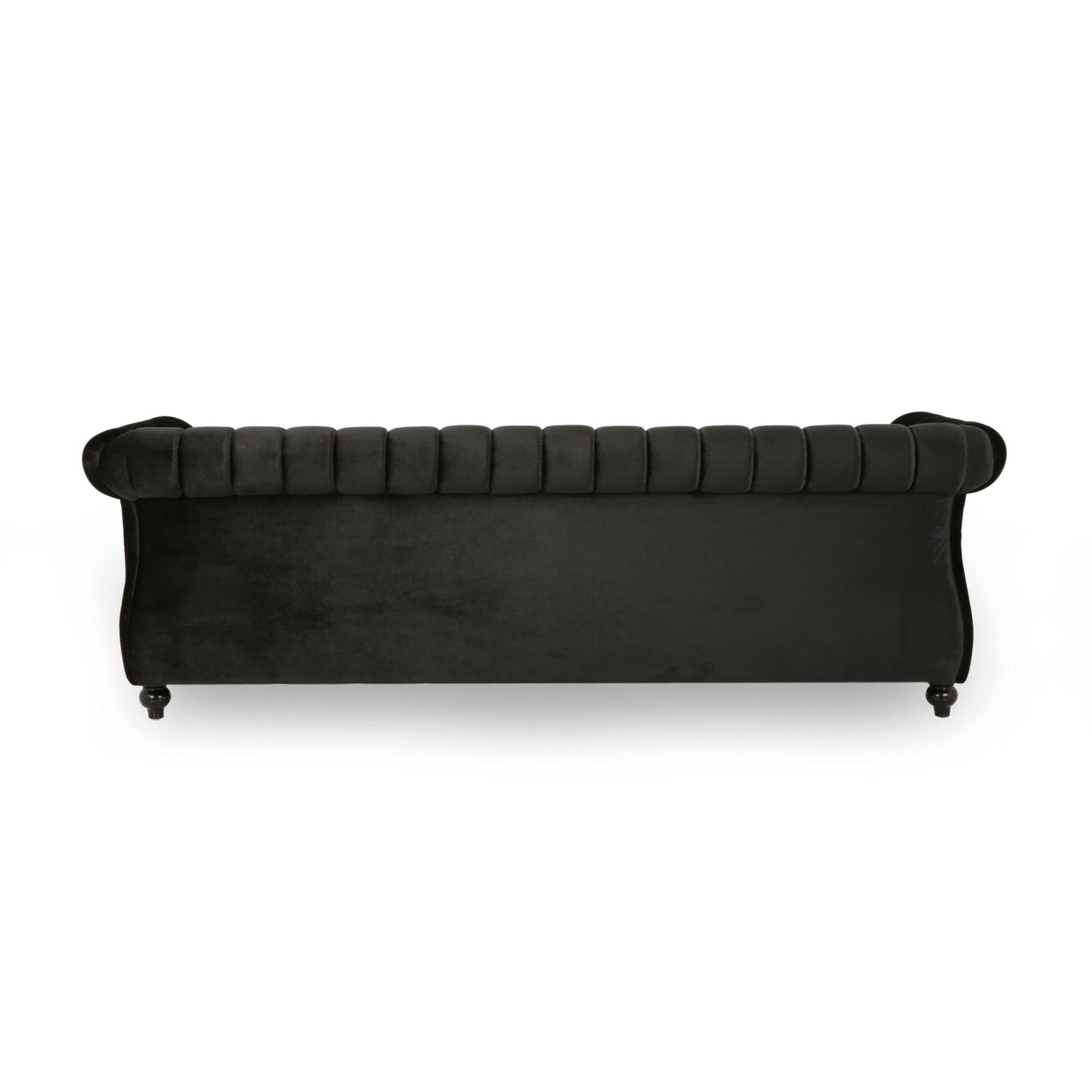Modern 84 Velvet 3-seater Rolled Arms Button Tufted Sofa with Nailhead Trim and Curved Backrest for Living Room