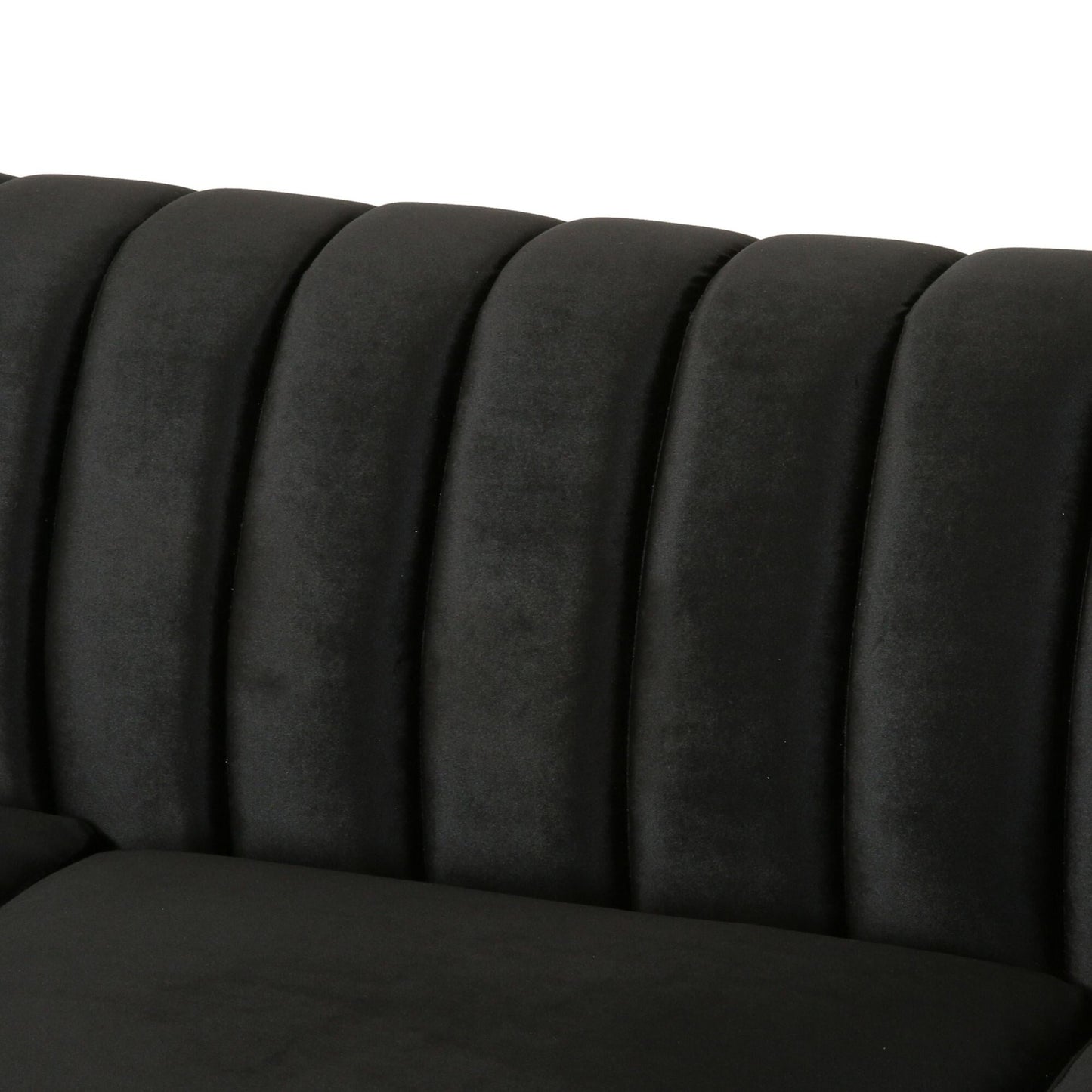 Modern 84 Velvet 3-seater Rolled Arms Button Tufted Sofa with Nailhead Trim and Curved Backrest for Living Room
