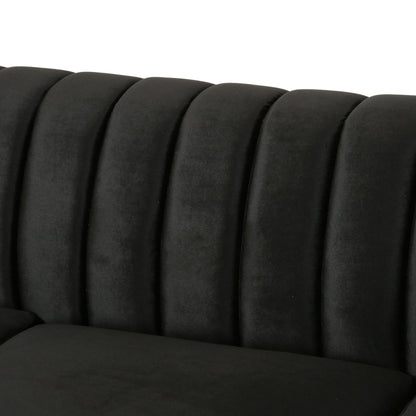 Modern 84 Velvet 3-seater Rolled Arms Button Tufted Sofa with Nailhead Trim and Curved Backrest for Living Room