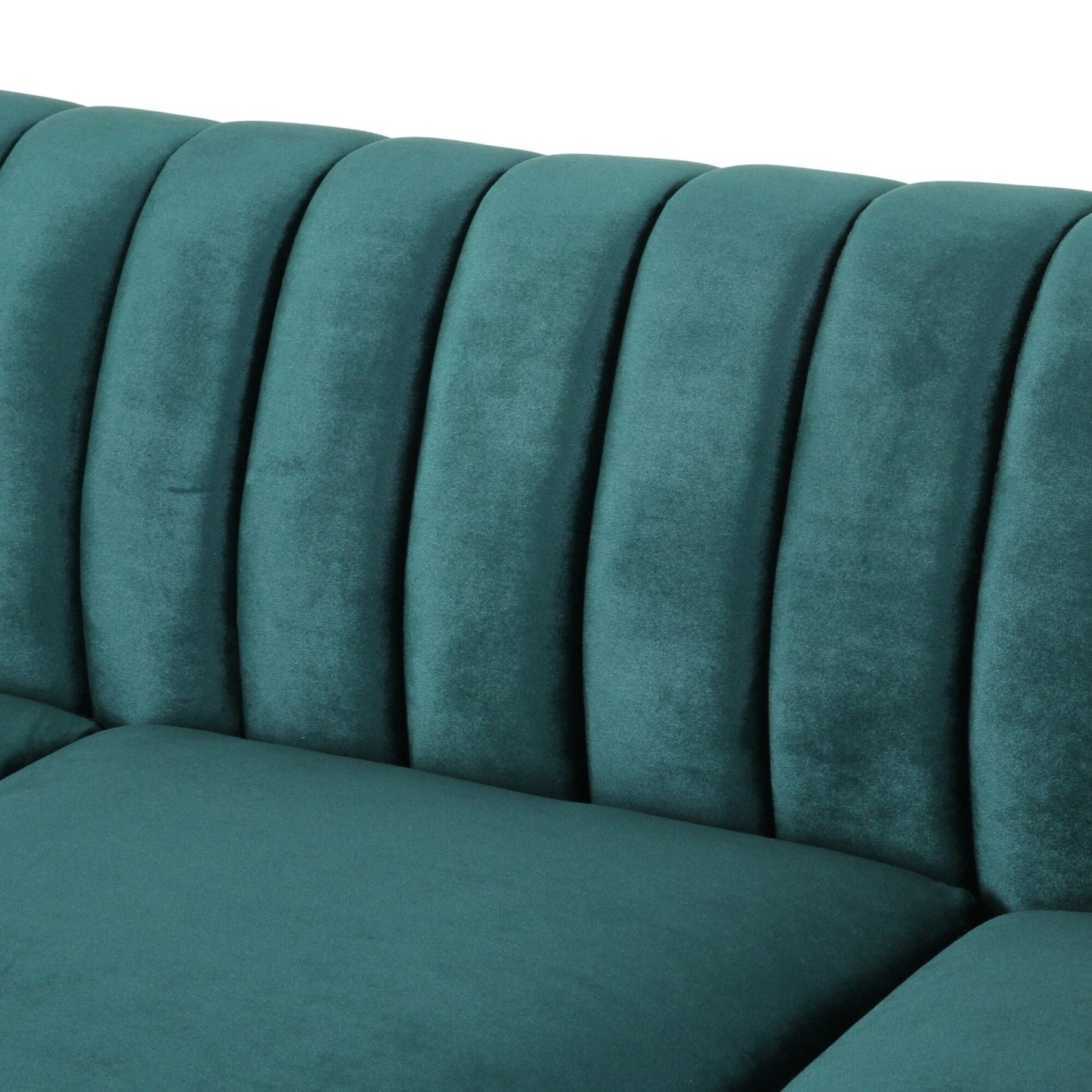 Modern 84 Velvet 3-seater Rolled Arms Button Tufted Sofa with Nailhead Trim and Curved Backrest for Living Room