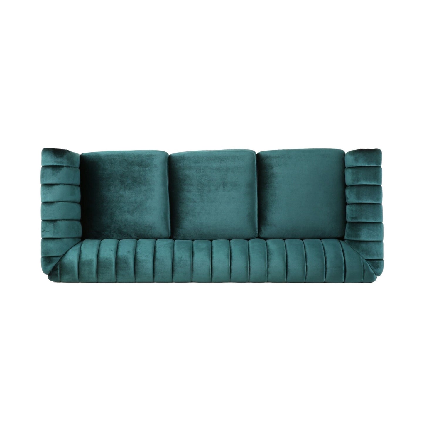 Modern 84 Velvet 3-seater Rolled Arms Button Tufted Sofa with Nailhead Trim and Curved Backrest for Living Room