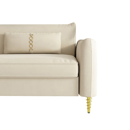 Modern 85.43 Velvet Loveseat Sofa with Gold Legs and Pillows for Living Room