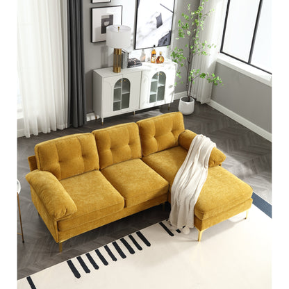 Modern 85'' Fabric L-Shaped 3-Seater Sofa with Wood Frame and Spring Cushions