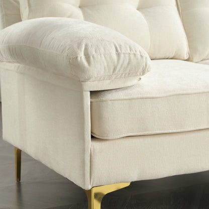 Modern 85'' Fabric L-Shaped 3-Seater Sofa with Wood Frame and Spring Cushions