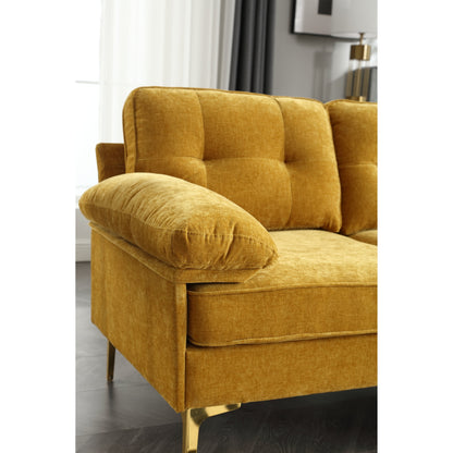 Modern 85'' Fabric L-Shaped 3-Seater Sofa with Wood Frame and Spring Cushions
