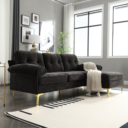 Modern 85'' Fabric L-Shaped 3-Seater Sofa with Wood Frame and Spring Cushions