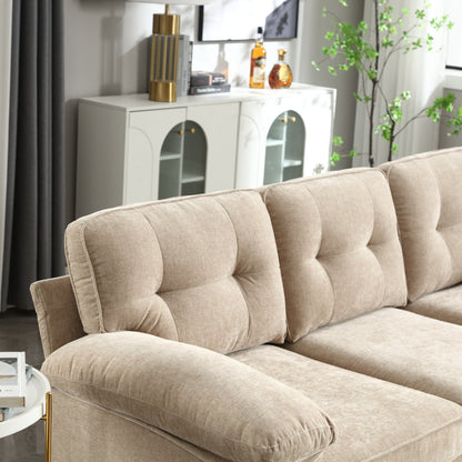Modern 85'' Fabric L-Shaped 3-Seater Sofa with Wood Frame and Spring Cushions