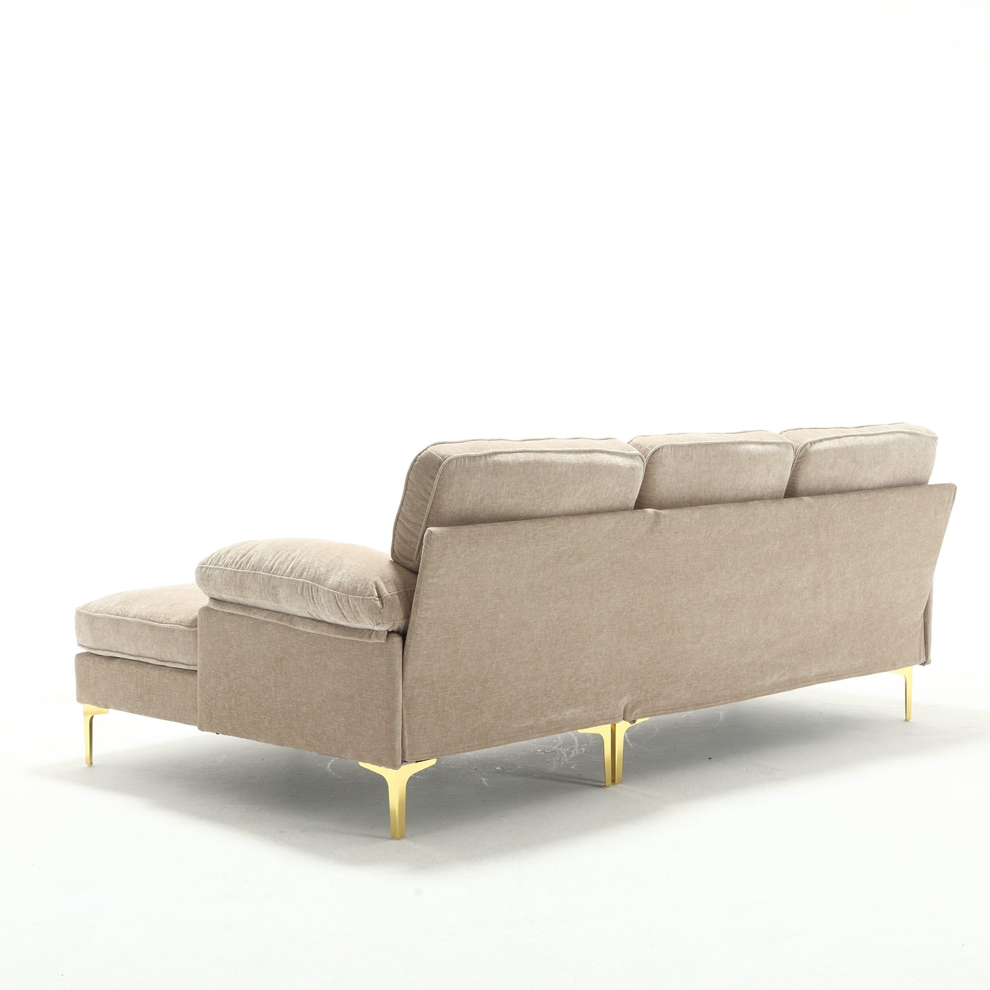 Modern 85'' Fabric L-Shaped 3-Seater Sofa with Wood Frame and Spring Cushions