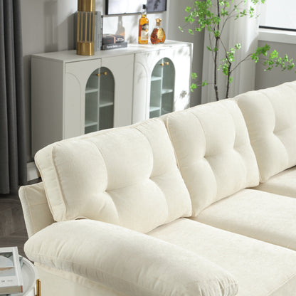 Modern 85'' Fabric L-Shaped 3-Seater Sofa with Wood Frame and Spring Cushions
