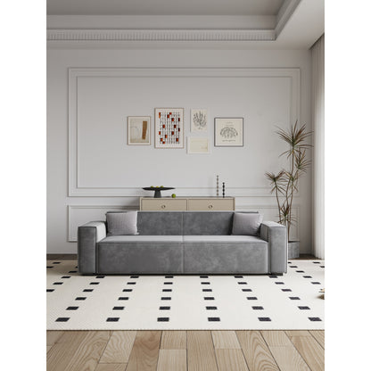 Modern 88.6 Chenille Loveseat Upholstered Sofa with 4 Solid Wood Legs and 2 Pillows for Living Room