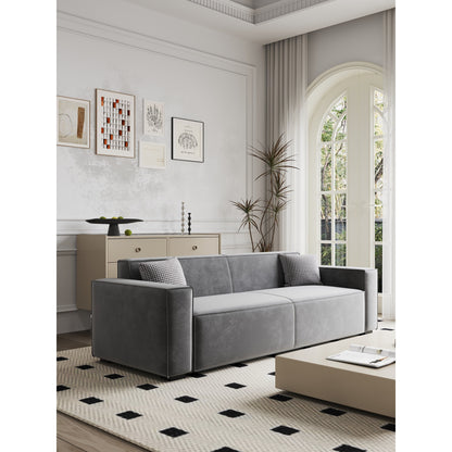 Modern 88.6 Chenille Loveseat Upholstered Sofa with 4 Solid Wood Legs and 2 Pillows for Living Room