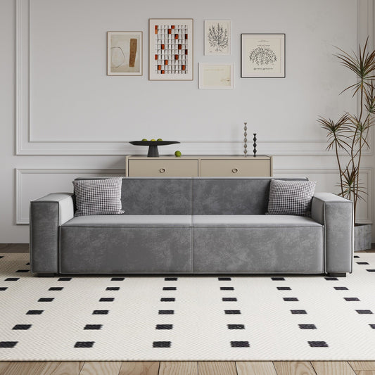 Modern 88.6 Chenille Loveseat Upholstered Sofa with 4 Solid Wood Legs and 2 Pillows for Living Room