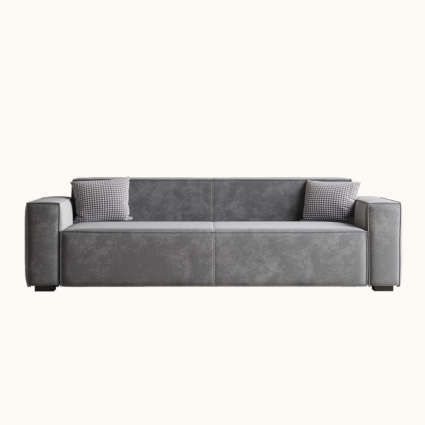 Modern 88.6 Chenille Loveseat Upholstered Sofa with 4 Solid Wood Legs and 2 Pillows for Living Room