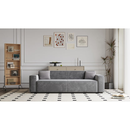 Modern 88.6 Chenille Loveseat Upholstered Sofa with 4 Solid Wood Legs and 2 Pillows for Living Room