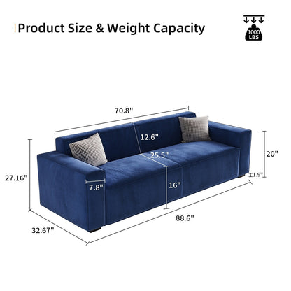 Modern 88.6 Chenille Loveseat Upholstered Sofa with 4 Solid Wood Legs and 2 Pillows for Living Room