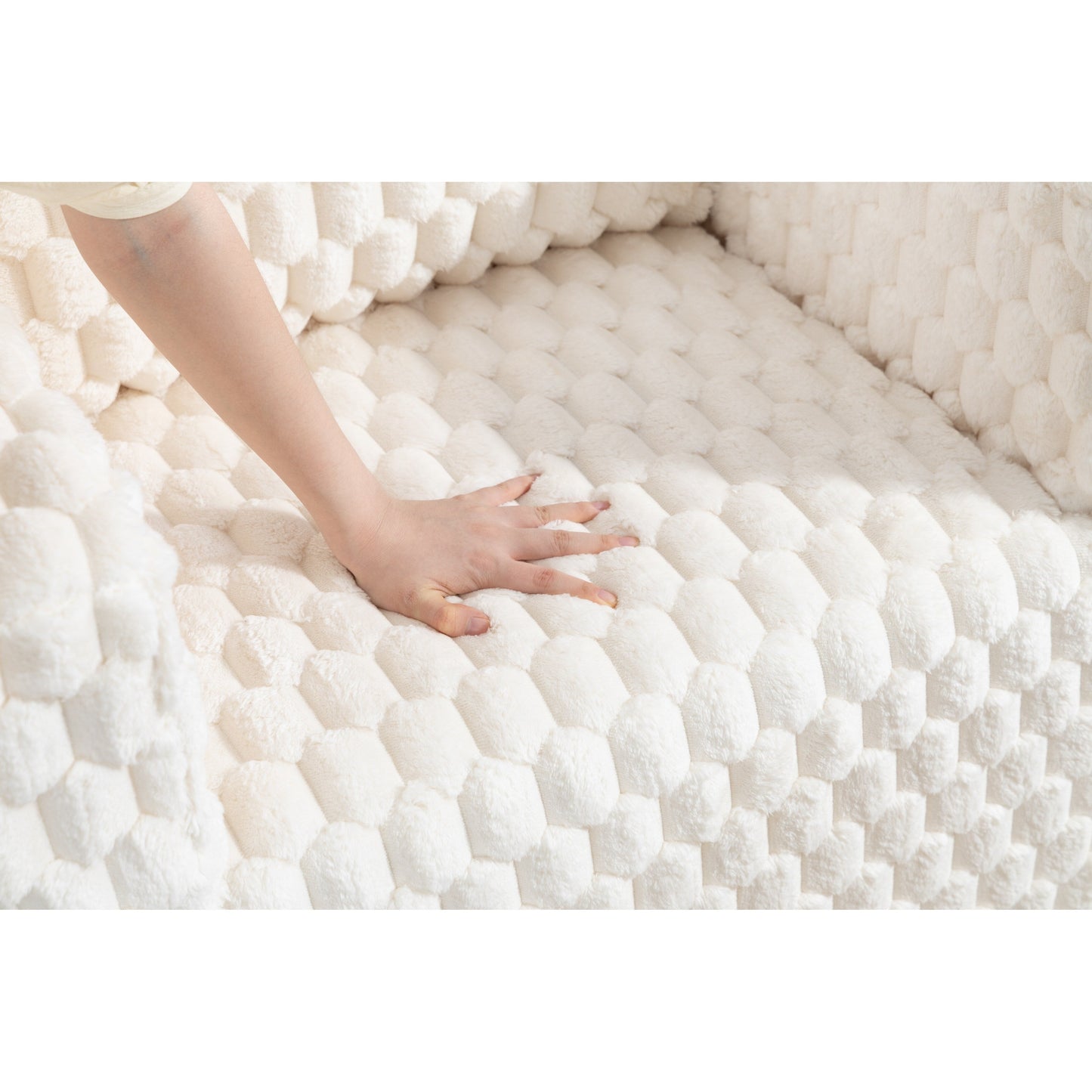 Modern All-Compressed Design Corduroy Compression Sofa With Ottoman