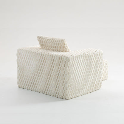 Modern All-Compressed Design Corduroy Compression Sofa With Ottoman