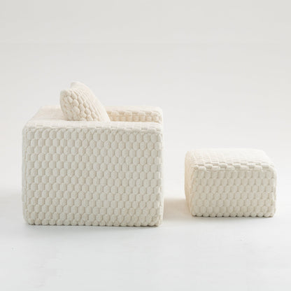 Modern All-Compressed Design Corduroy Compression Sofa With Ottoman