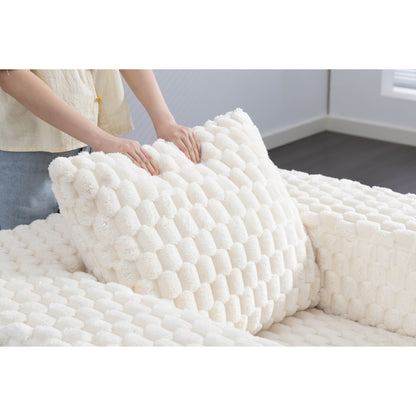 Modern All-Compressed Design Corduroy Compression Sofa With Ottoman